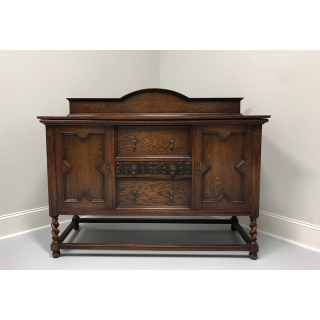 Antique Jacobean Revival Tiger Oak Barley Twist Sideboard Chairish