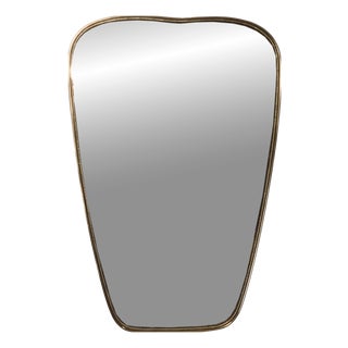 Brass Shield-Shaped Wall Mirror, Italy, 1950s For Sale