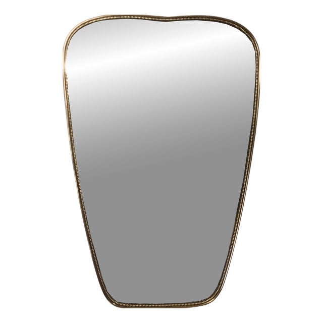 Brass Shield-Shaped Wall Mirror, Italy, 1950s For Sale