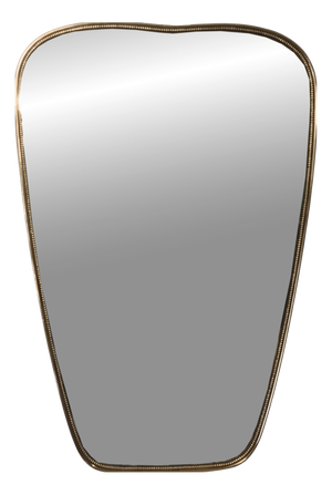 Brass Shield-Shaped Wall Mirror, Italy, 1950s