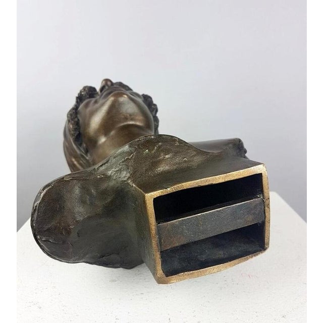 Brown Bronze Bust of Woman with Turban by Arsène Matton For Sale - Image 8 of 9