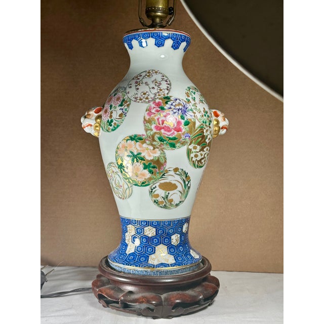Antique Japanese Arita Hand Painted Porcelain Vase Baluster Lamp. For Sale - Image 12 of 17