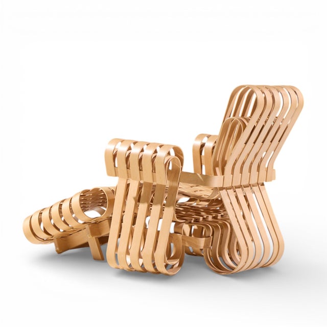 Mid 20th Century Frank Gehry for Knoll Mid Century Power Play Chair and Ottoman For Sale - Image 5 of 11