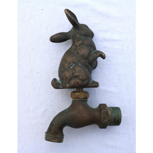 Vintage Natural Patinated Bronze and Brass Rabbit Garden Water Spigot For Sale - Image 4 of 8