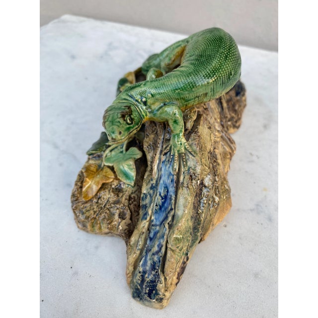 Rare Majolica Palissy Lizard Joseph Landais Circa 1860 For Sale - Image 4 of 11