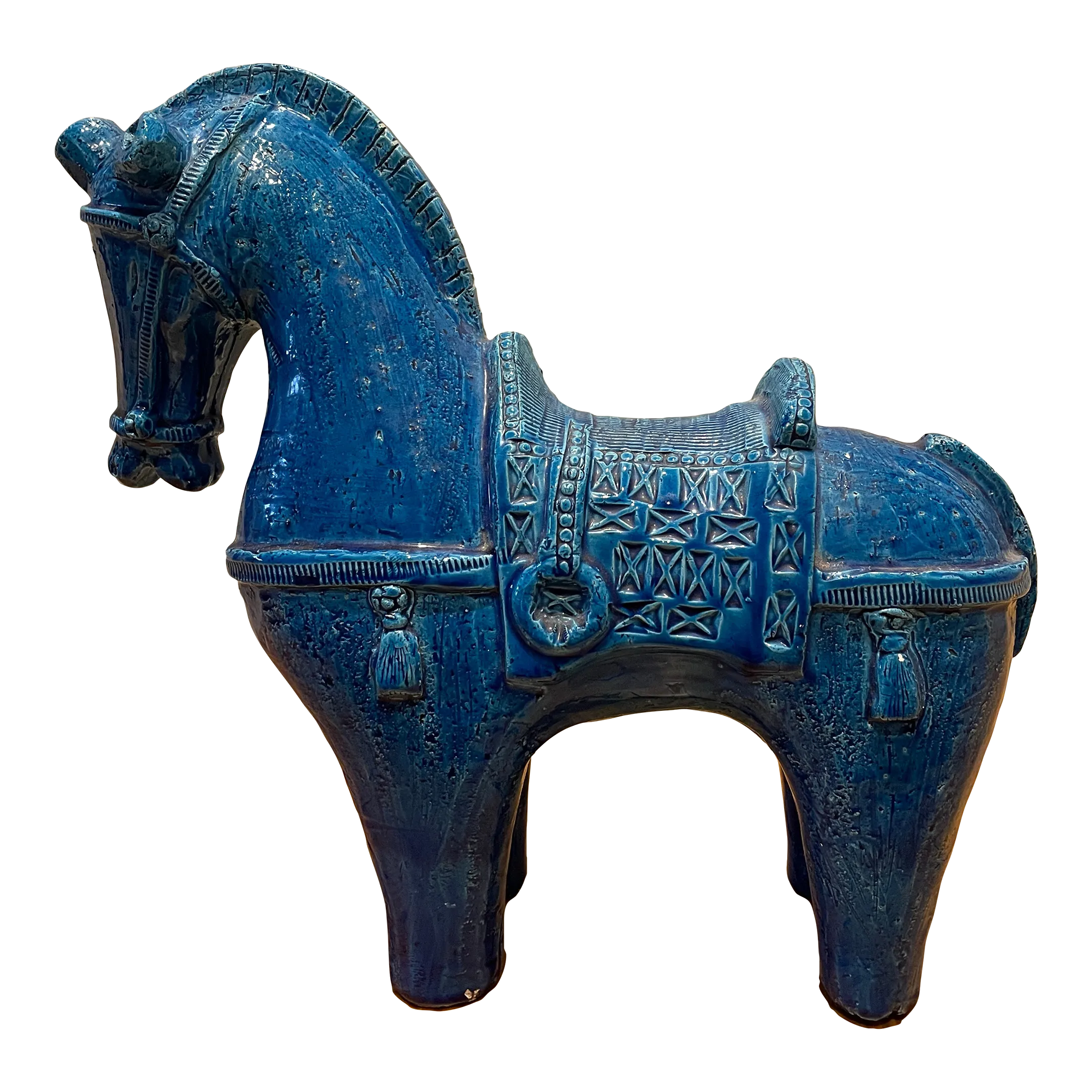 1960s Aldo Londi for Bitossi Large Rimini Blu Ceramic Horse