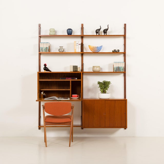Cado Teak Two Bay Wall Unit with Hidden Desk by Poul Cadovius for Cado, 1960s For Sale - Image 4 of 18