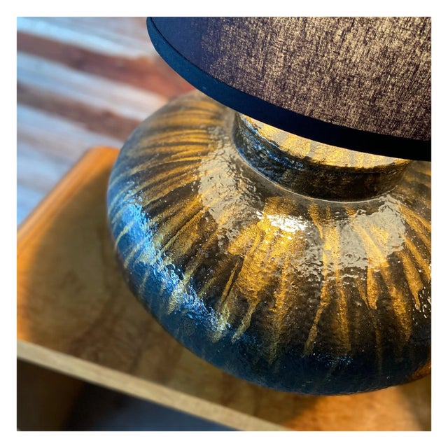 Ceramic Late 20th Century Black + Gold Ceramic Table Lamps - a Pair For Sale - Image 7 of 12