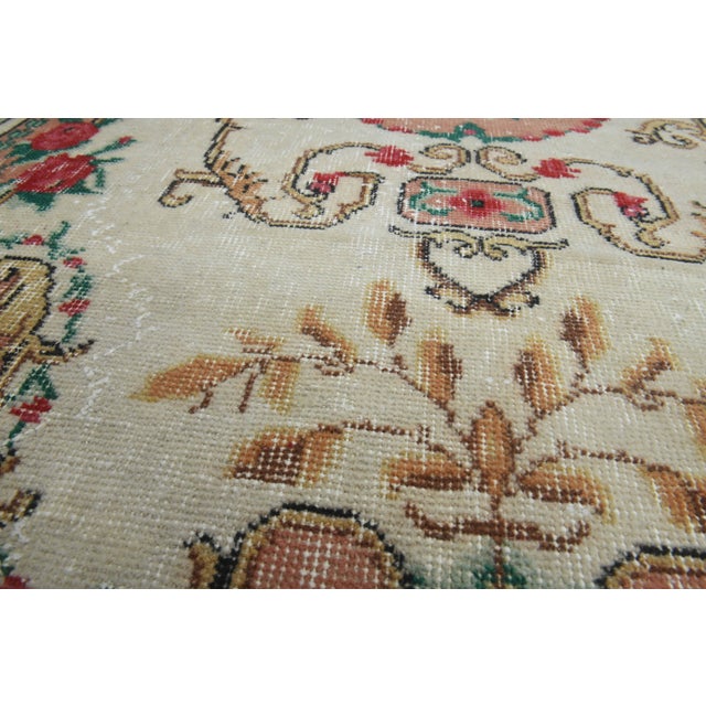 Pink 1970s Vintage Handmade Wool Cotton Pink Area Rug For Sale - Image 8 of 11