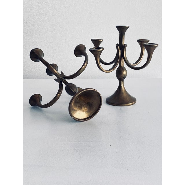 Mid-Century Modern Brass Candlesticks in Brass, Set of 2 For Sale - Image 12 of 12