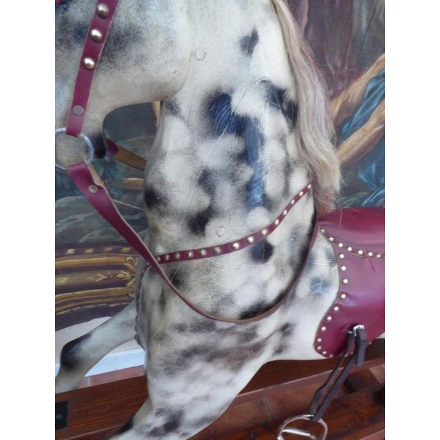 Large English Dapple Grey Rocking Horse, 1940 For Sale - Image 10 of 18