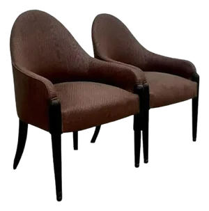 Vintage Quilted Brown High Back Side Chairs After Donghia - Set of 2