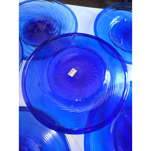 Mexican Collection of Vintage Cobalt Blue Hand Blown Glass Charger Plates From Mexico For Sale - Image 3 of 11