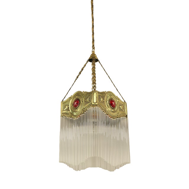 Art Nouveau Glass Rod Hanging Light, 1890s For Sale