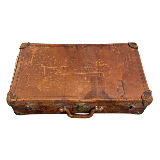 19th Century English Leather Suitcase For Sale - Image 4 of 10