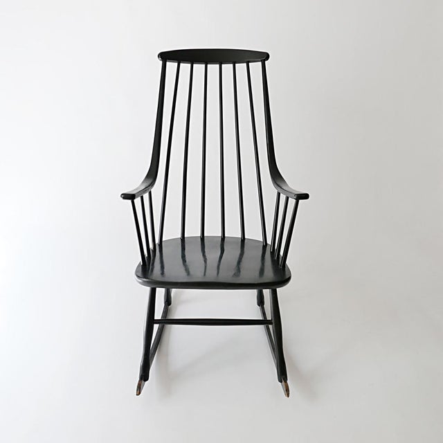 Vintage Scandinavian Rocking Chair by Lena Larsson for Nesto, 1960, in Worn conditions. Designed 1970 to 1979 This piece...