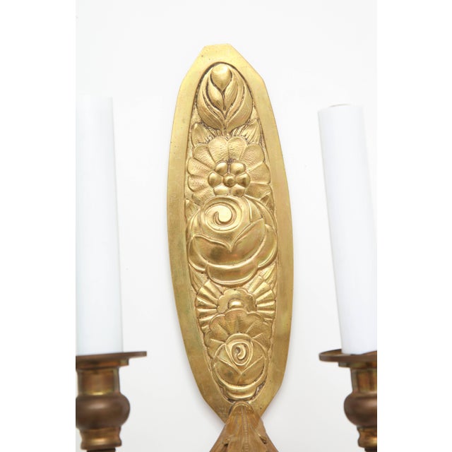 Gold Vintage French Bronze Wall Candle Sconces - a Pair For Sale - Image 8 of 11