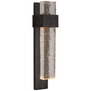 Marie Flanigan for Visual Comfort Signature Brock Medium Sconce in Bronze & Clear Wavy Glass For Sale