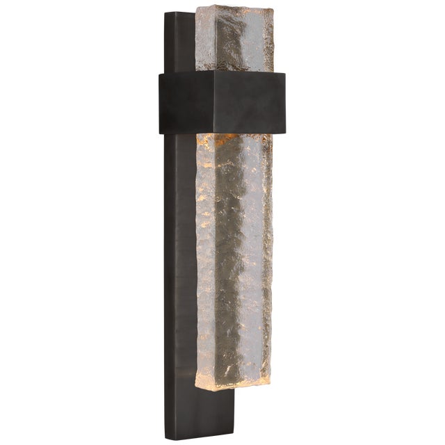 Marie Flanigan for Visual Comfort Signature Brock Medium Sconce in Bronze & Clear Wavy Glass For Sale