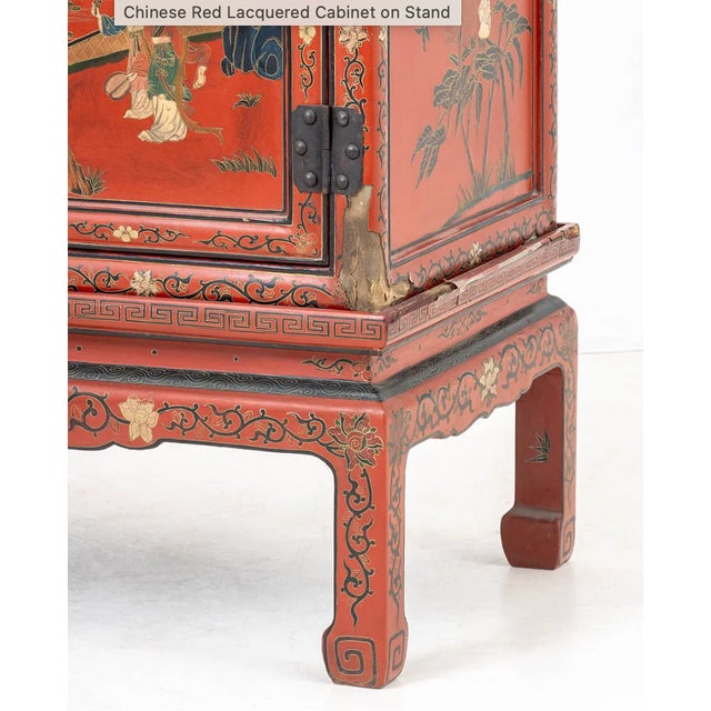 Red Antique Chinese Red Lacquer Painted Cabinet on Stand, Late Qing Dynasty, Circa 1880–1920 For Sale - Image 8 of 8