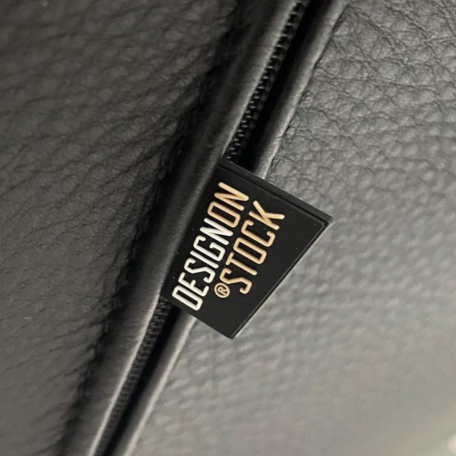 Modern Black Leather Maua Swivel Chair with Lumbar Pillow from Design On Stock For Sale - Image 3 of 17