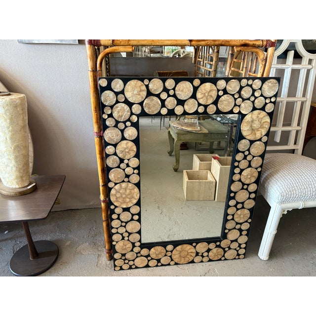 1980s Post-Modern Mirror Inlaid With Capiz Shell For Sale - Image 5 of 13