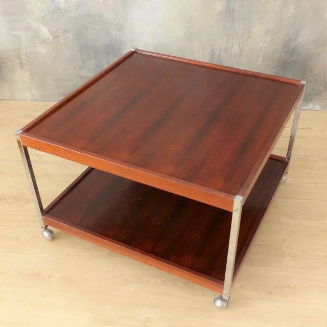 Vintage Teak Side Table on Rolls For Sale - Image 4 of 7