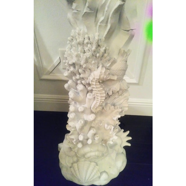 Amanda Lindroth LargeCoastal Coral Seaside Clamshell Tall Floor Lamp W/Shade For Sale - Image 4 of 13