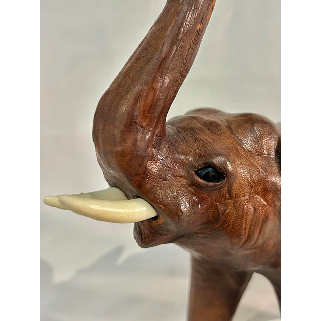 Animal Skin Vintage Leather Wrapped Elephant Model or Figurine For Sale - Image 7 of 12