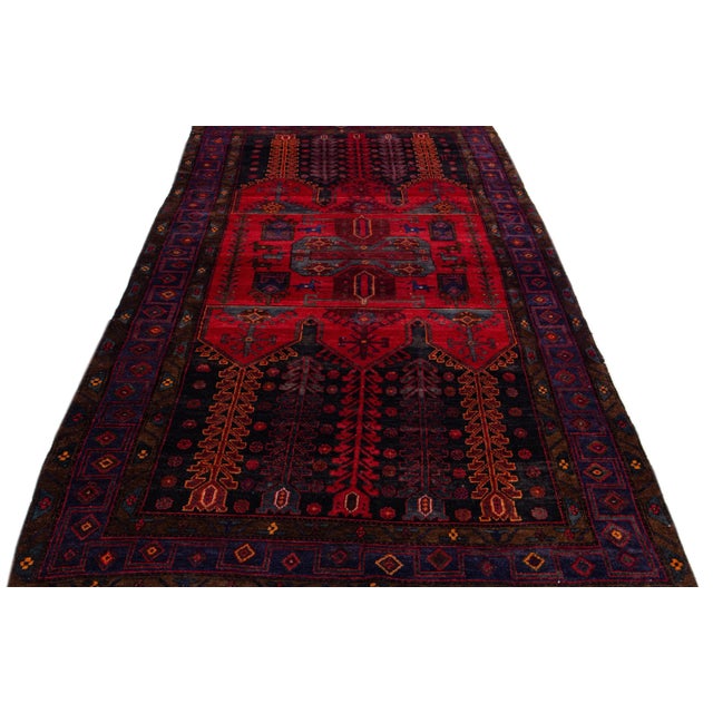 Tribal 1960s Vintage Bidjar Hand-Knotted Wool Rug With a Red Color Fiel For Sale - Image 3 of 7