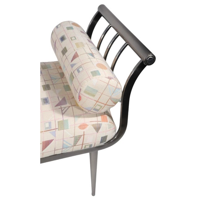 Gray Post Modern Steel and Upholstered Bench by Design Institute America Dia C 1980/1990's For Sale - Image 8 of 12