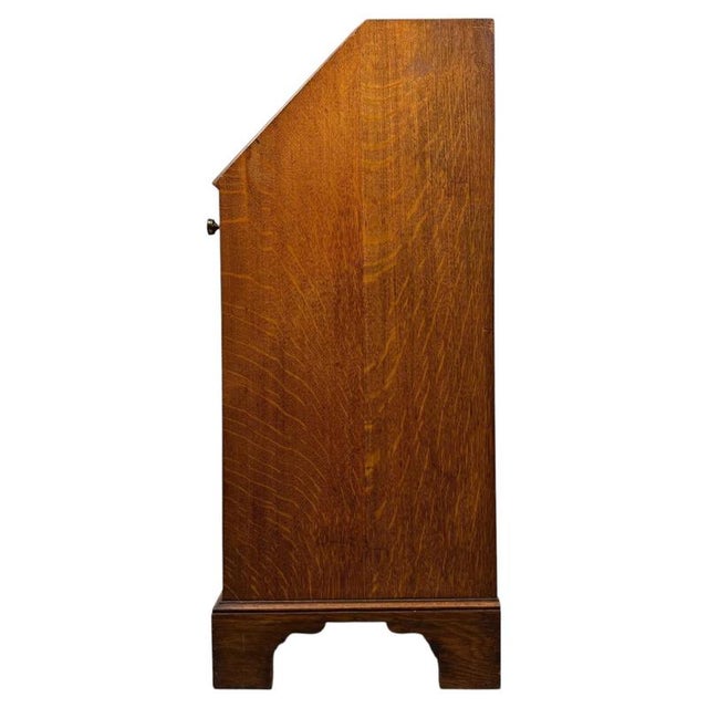 Antique Early 20th Century English Edwardian Golden Oak Bureau For Sale - Image 12 of 14