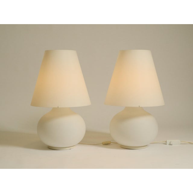 White Large Vintage Paralume Table Lamps from Leucos, 1980s, Set of 2 For Sale - Image 8 of 18