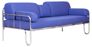 Bauhaus Blue Chrome Sofa, Czechia, 1930s