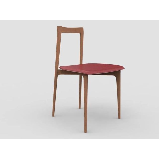 Not Yet Made - Made To Order Modern Linea 657 Grey Chair in Red Leather and Wood by Collector Studio For Sale - Image 5 of 5