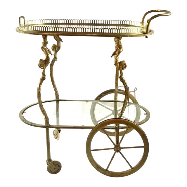 Mid Century Bronze Bar Cart Chairish