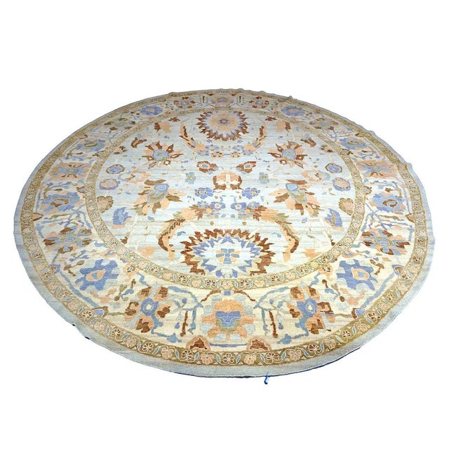 Condition: New Origin: Afghanistan Design: Sultanabad Actual size: 11'2" x 11'4" Thickness: 1/4" Color: Light Blue, Ivory,...