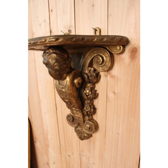 Large Antique Wall Console in Gilded Wood For Sale - Image 3 of 9