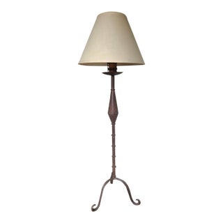 Vintage 1970's Iron Spanish Revival Brutalist Floor Lamp For Sale