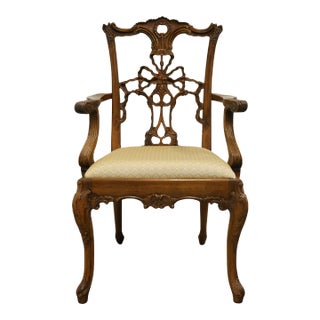 Vintage Traditional Style Ribbon Back Dining Arm Chair For Sale