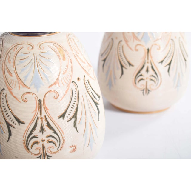 1910s Pottery Cream-Colored Bulging Vases, 1910, Set of 2 For Sale - Image 5 of 10