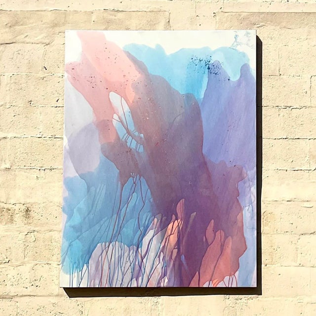 Vintage Monumental Boho Signed Original Abstract Oil Painting For Sale In West Palm - Image 6 of 9