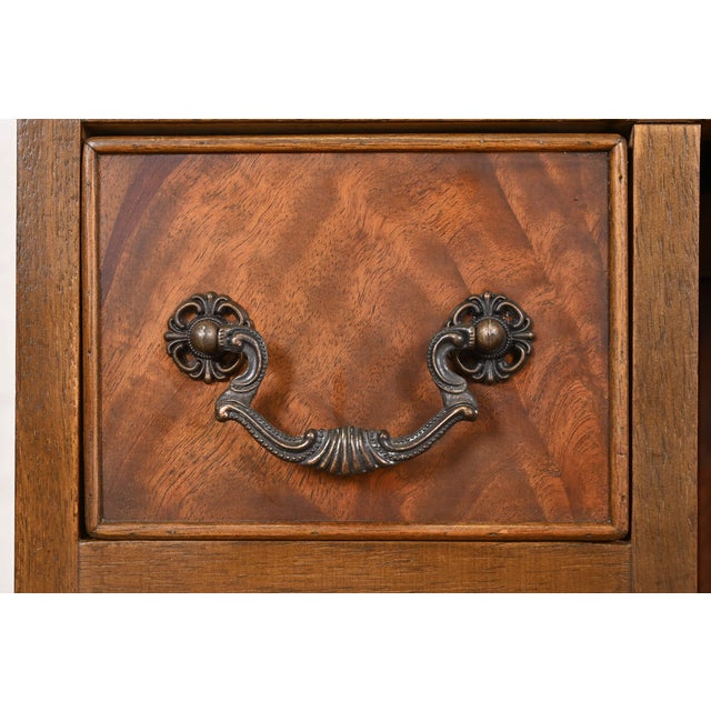 Brown Baker Furniture Style Georgian Flame Mahogany Writing Desk, Circa 1940s For Sale - Image 8 of 14