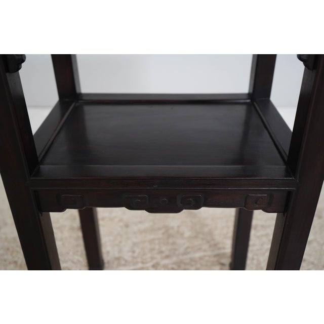 Chinese Rosewood Marble Inset End Table For Sale - Image 12 of 14
