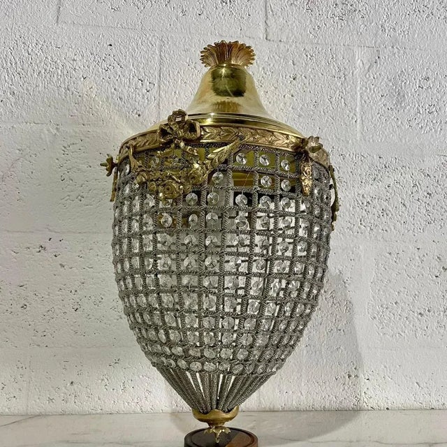 Vintage 1960s French Fully Rewired Usa Chandelier Flush Mount For Sale - Image 11 of 11