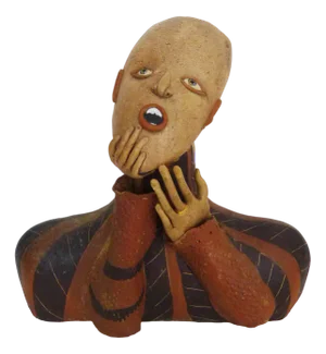 Art Deco Commedia Dell'Arte Bust in Polychrome Terracotta