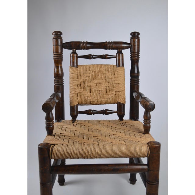 Mid-Century French Wood and Rope Woven Armchair, 1950s For Sale - Image 4 of 16