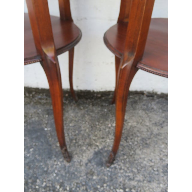 Late 1800s French Two Tiers Inlay Side End Tables a Pair 6105 For Sale - Image 14 of 18