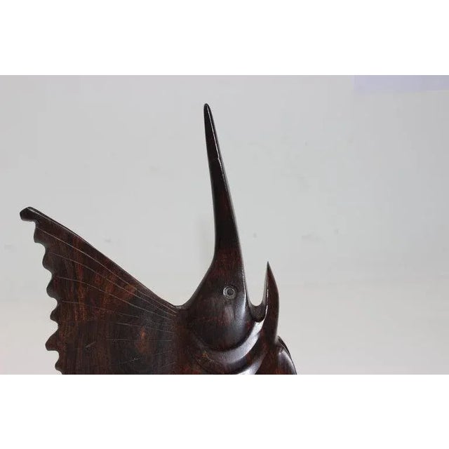 1960s Rosewood Carved Sailfish Figure For Sale - Image 10 of 13