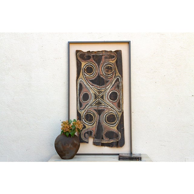 Tribal Large Framed Vintage Bark Painting Wall Art For Sale - Image 3 of 13